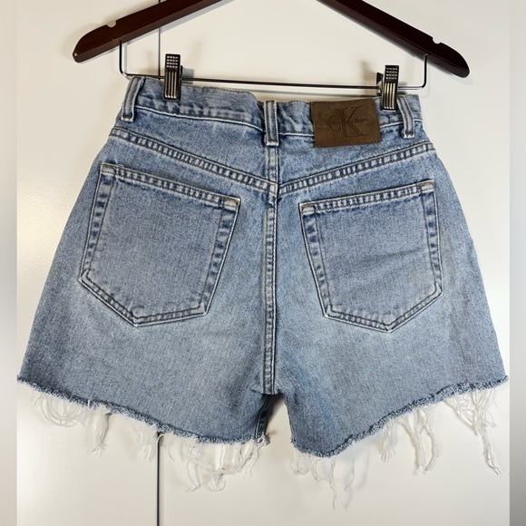 Calvin Klein Shorts VTG 90s Light Blue Wash Classic Fit Button Fly Made USA 7 - Picture 11 of 12